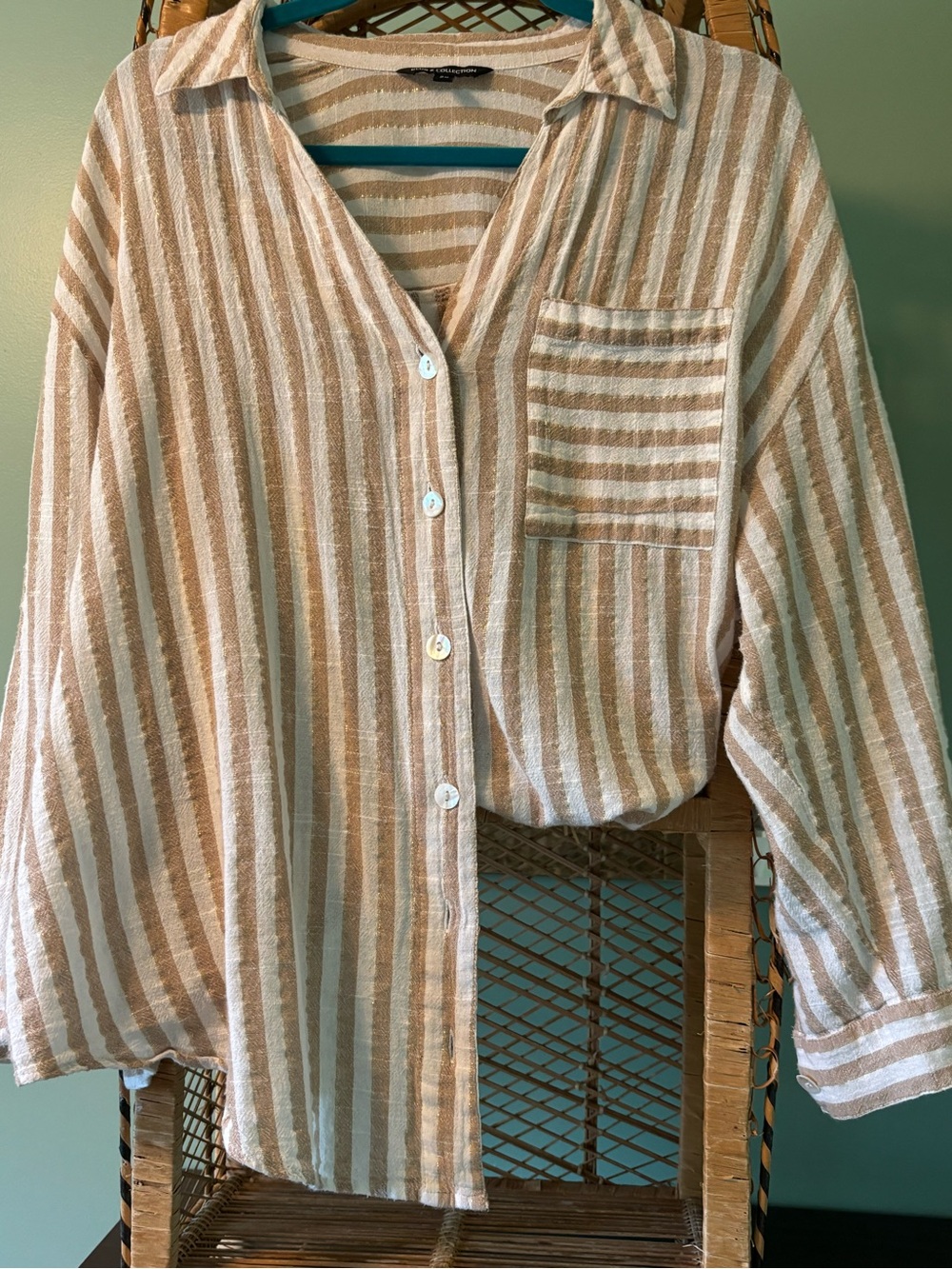 Striped Golden & White XXL Long Sleeve Shirt